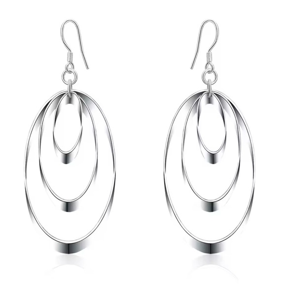 Silver Three Circle Drop earrings - Picture 6 of 6